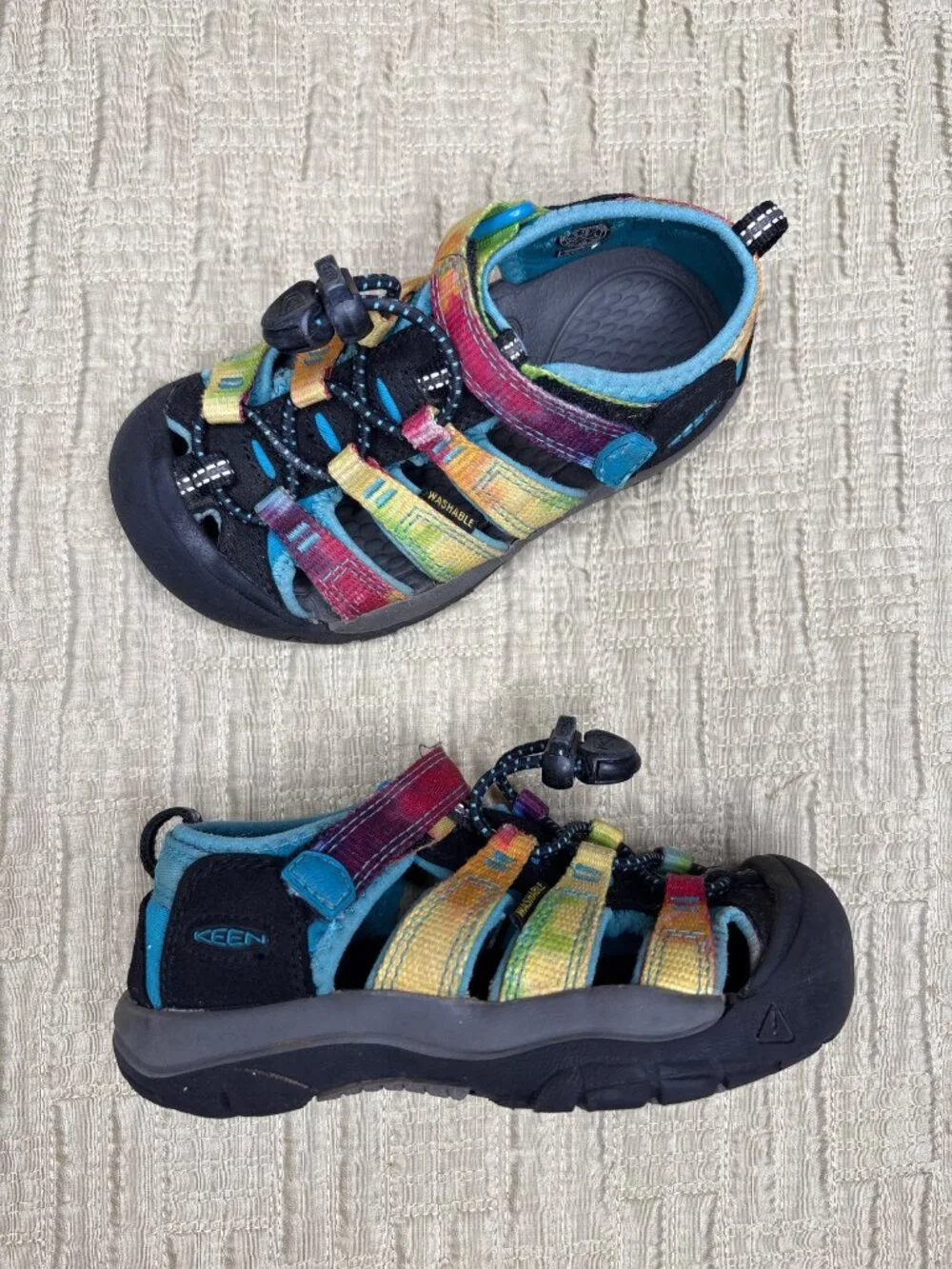Kids’ 10 KEEN Newport H2 Rainbow Tie Dye Water Sandals